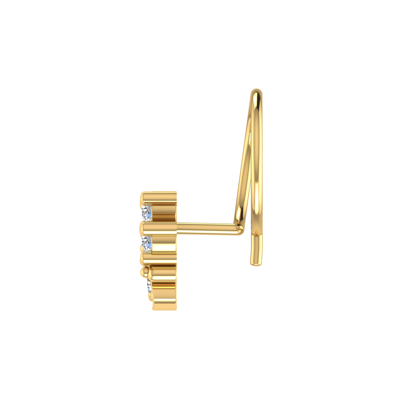 14K Gold Dangling Teardrop Floral Design 0.08ct Lab Grown Diamond Nose Pin