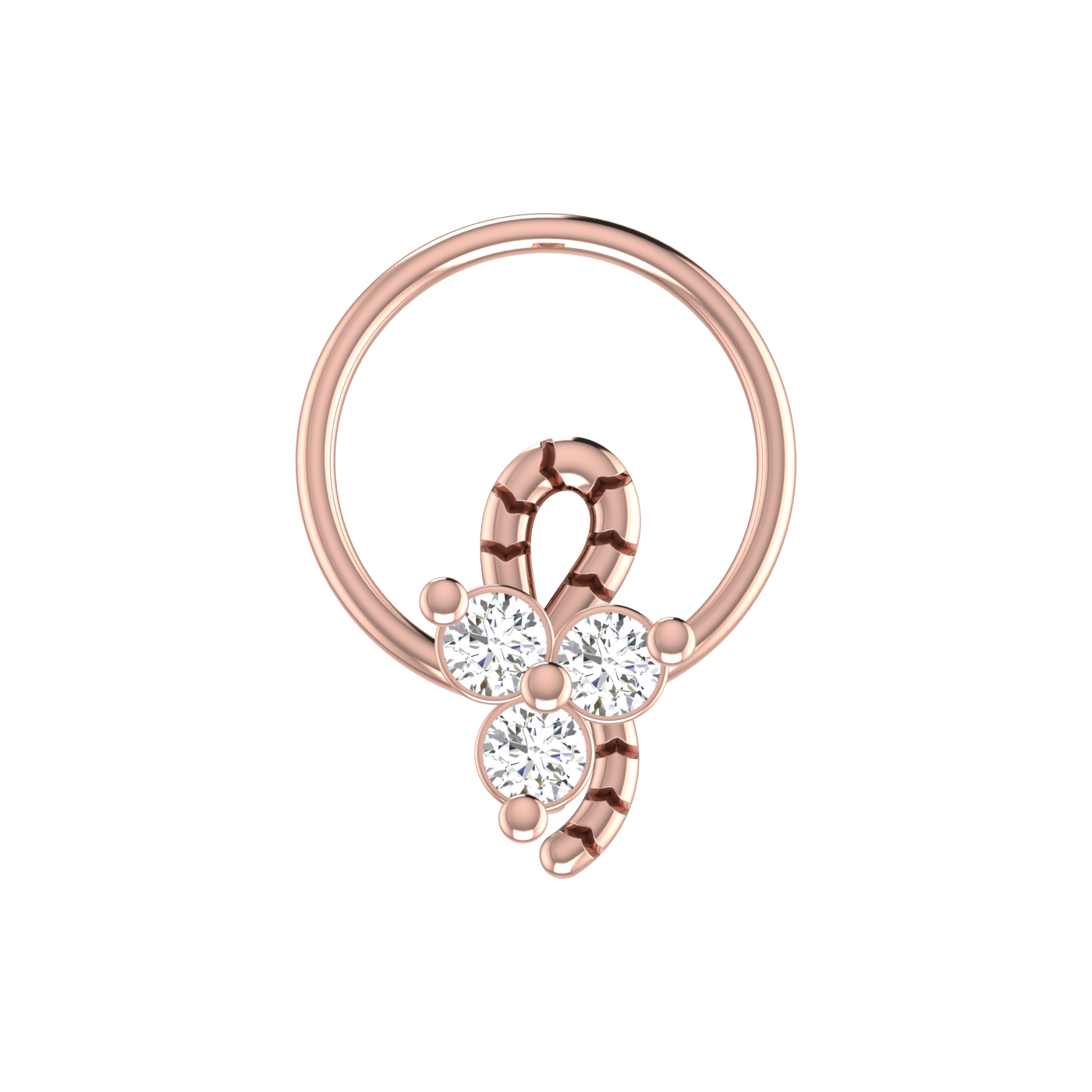 14K Gold Twisted Vine Design 0.06ct Lab Grown Diamond Nose Pin