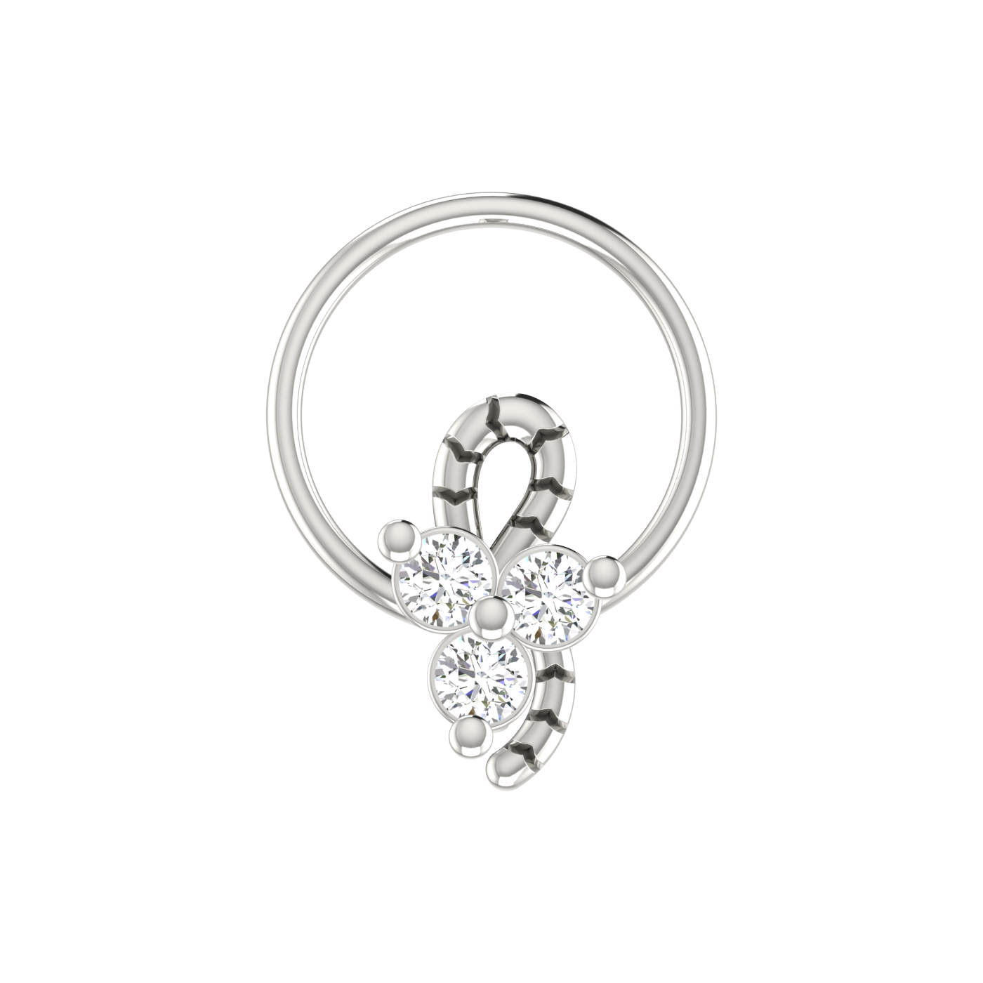14K Gold Twisted Vine Design 0.06ct Lab Grown Diamond Nose Pin