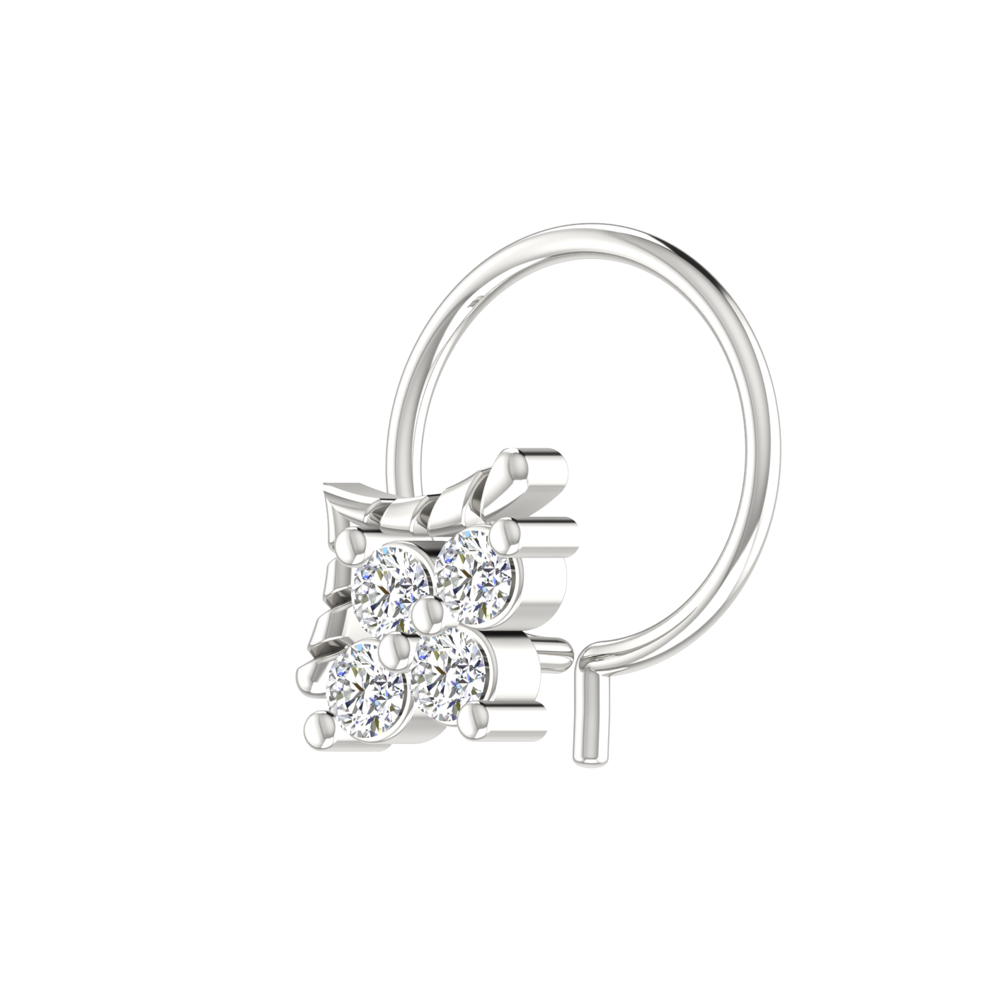 14K Gold Floral and Leaf-Inspired Design 0.08ct Lab Grown Diamond Nose Pin