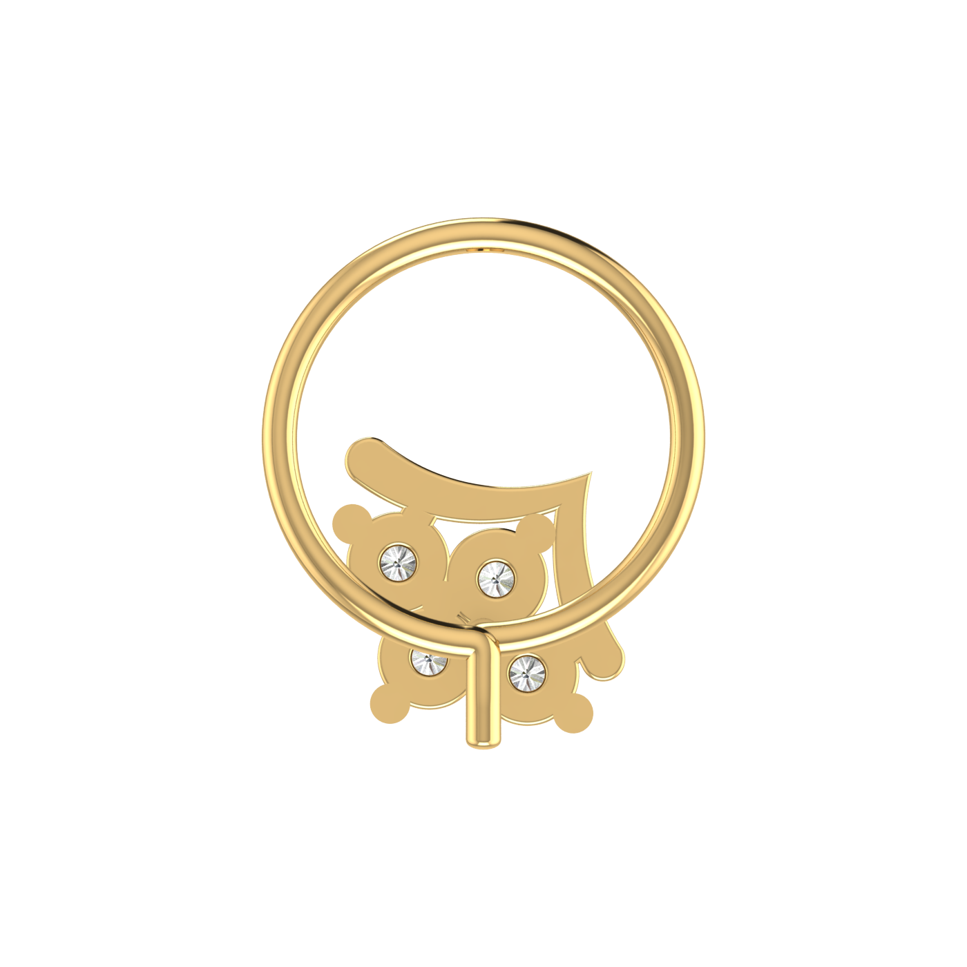 14K Gold Floral and Leaf-Inspired Design 0.08ct Lab Grown Diamond Nose Pin