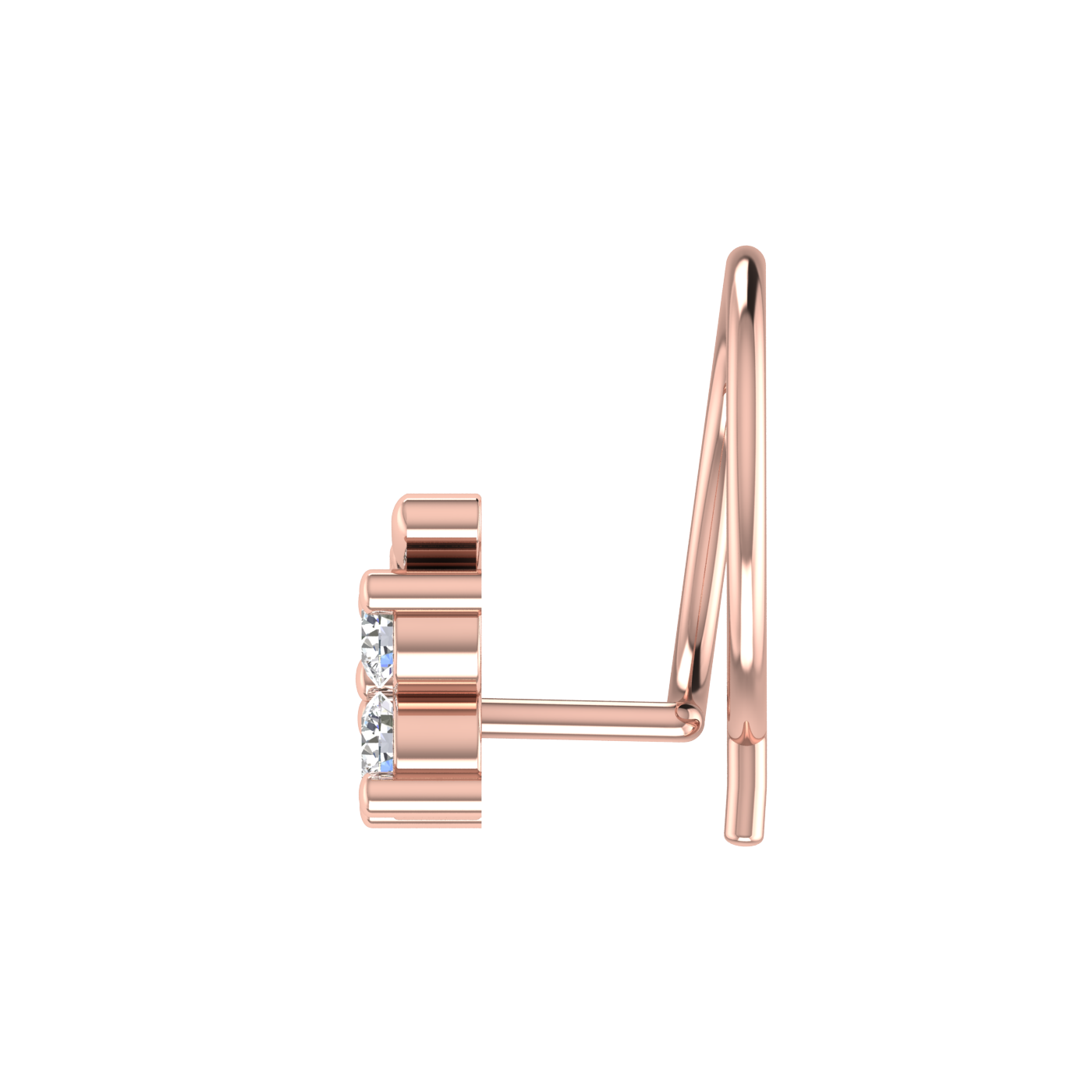 14K Gold Floral and Leaf-Inspired Design 0.08ct Lab Grown Diamond Nose Pin