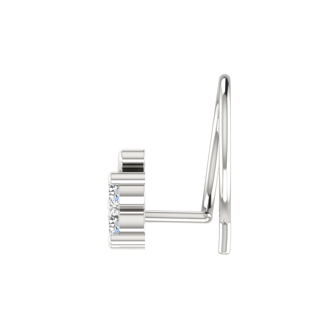 14K Gold Floral and Leaf-Inspired Design 0.08ct Lab Grown Diamond Nose Pin