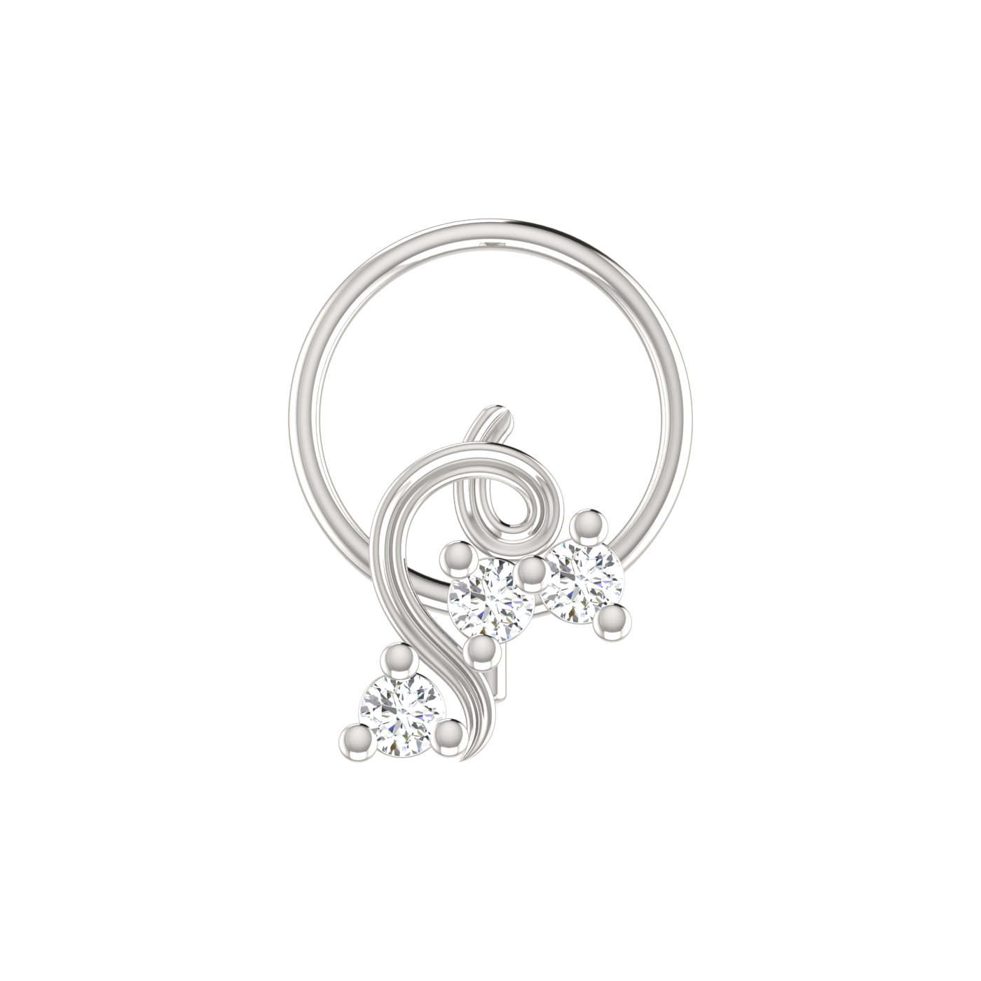 14K Gold Swirl Vine Design 0.06ct Lab Grown Diamond Nose Pin