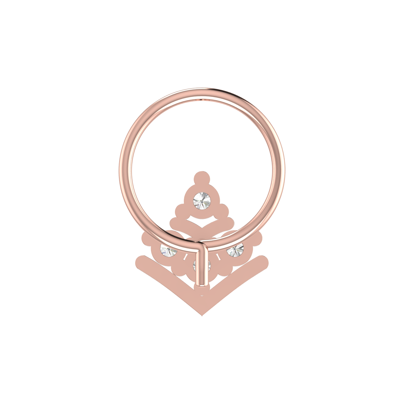 14K Gold Geometric Floral Pyramid Design 0.08ct Lab Grown Diamond Nose Pin