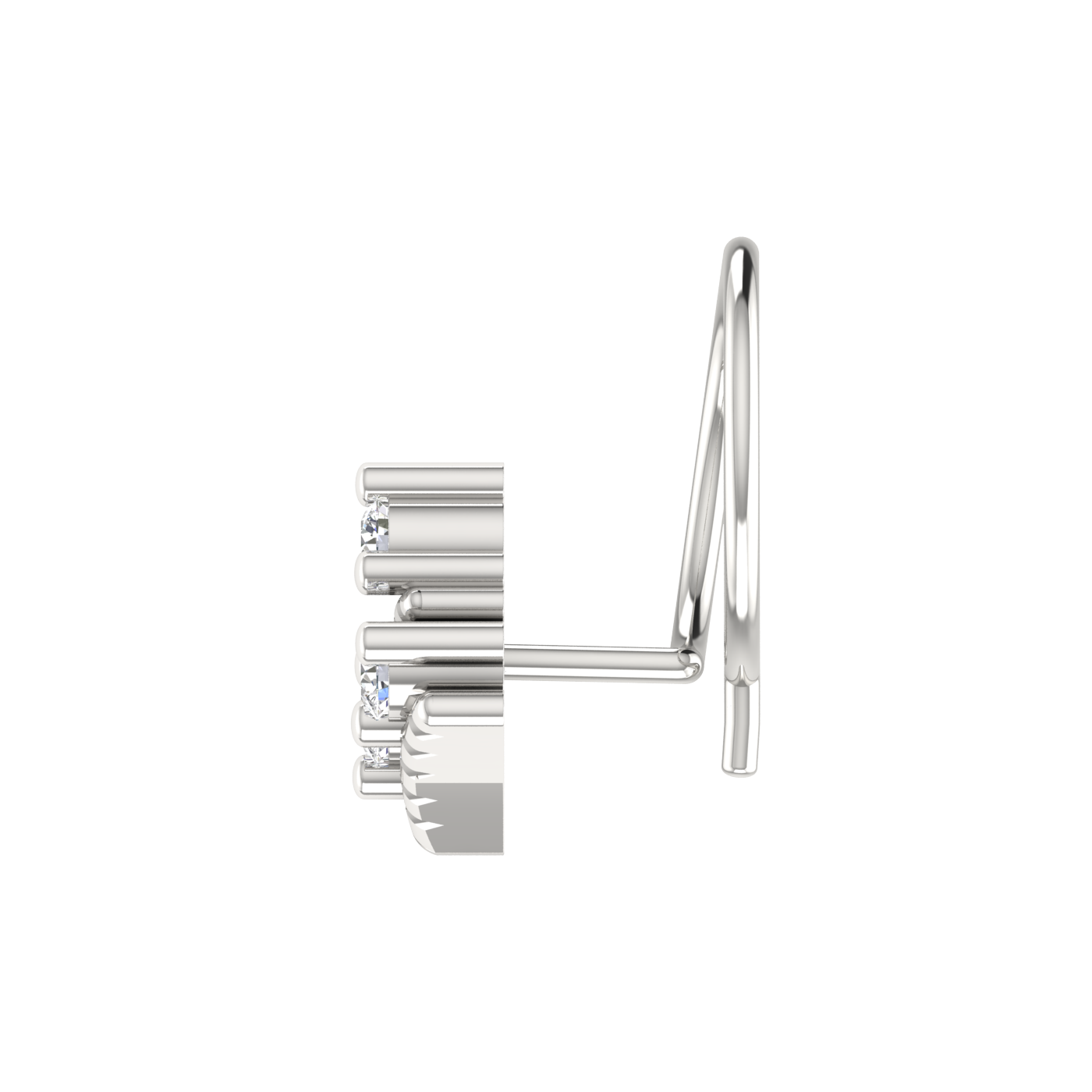 14K Gold Geometric Floral Pyramid Design 0.08ct Lab Grown Diamond Nose Pin