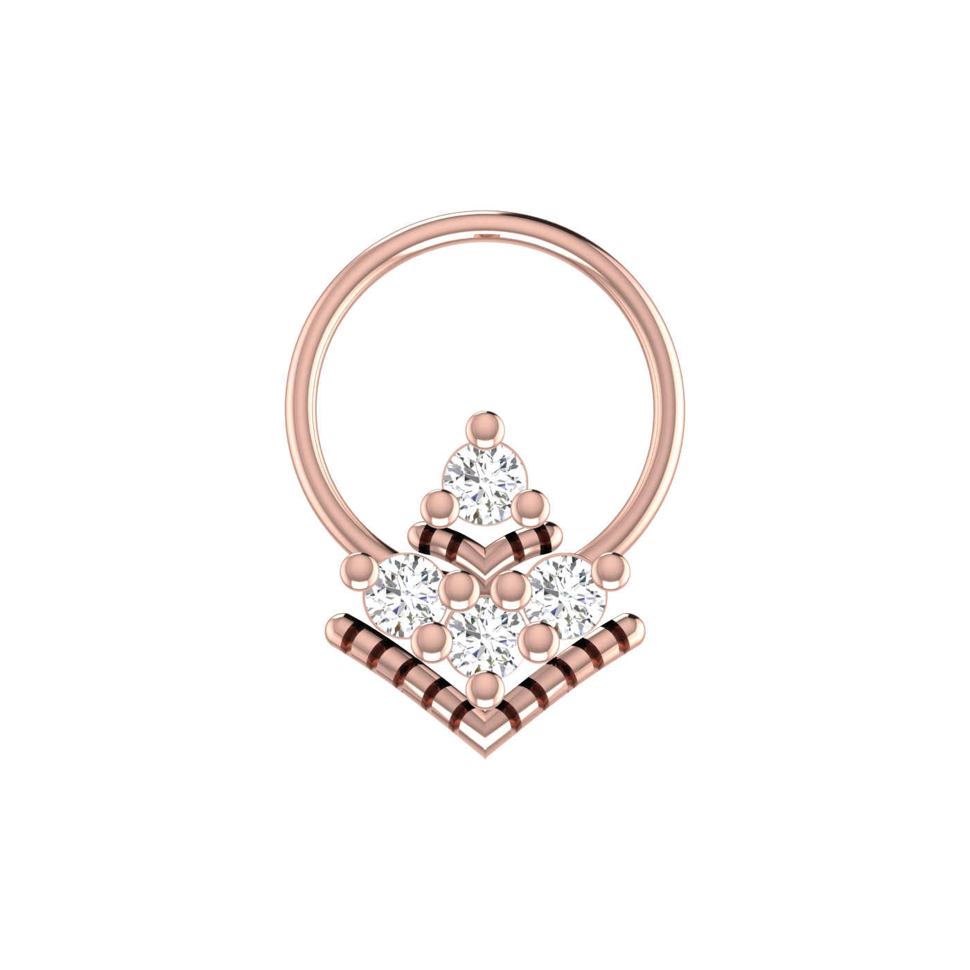 14K Gold Geometric Floral Pyramid Design 0.08ct Lab Grown Diamond Nose Pin