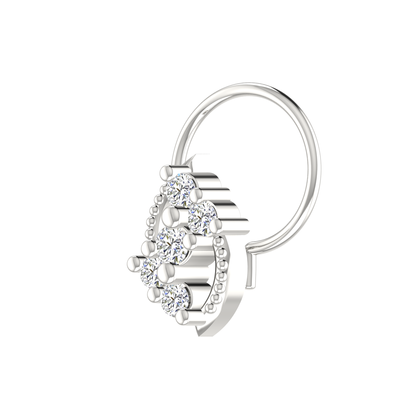 14K Gold Curved Floral Vine Design 0.11ct Lab Grown Diamond Nose Pin