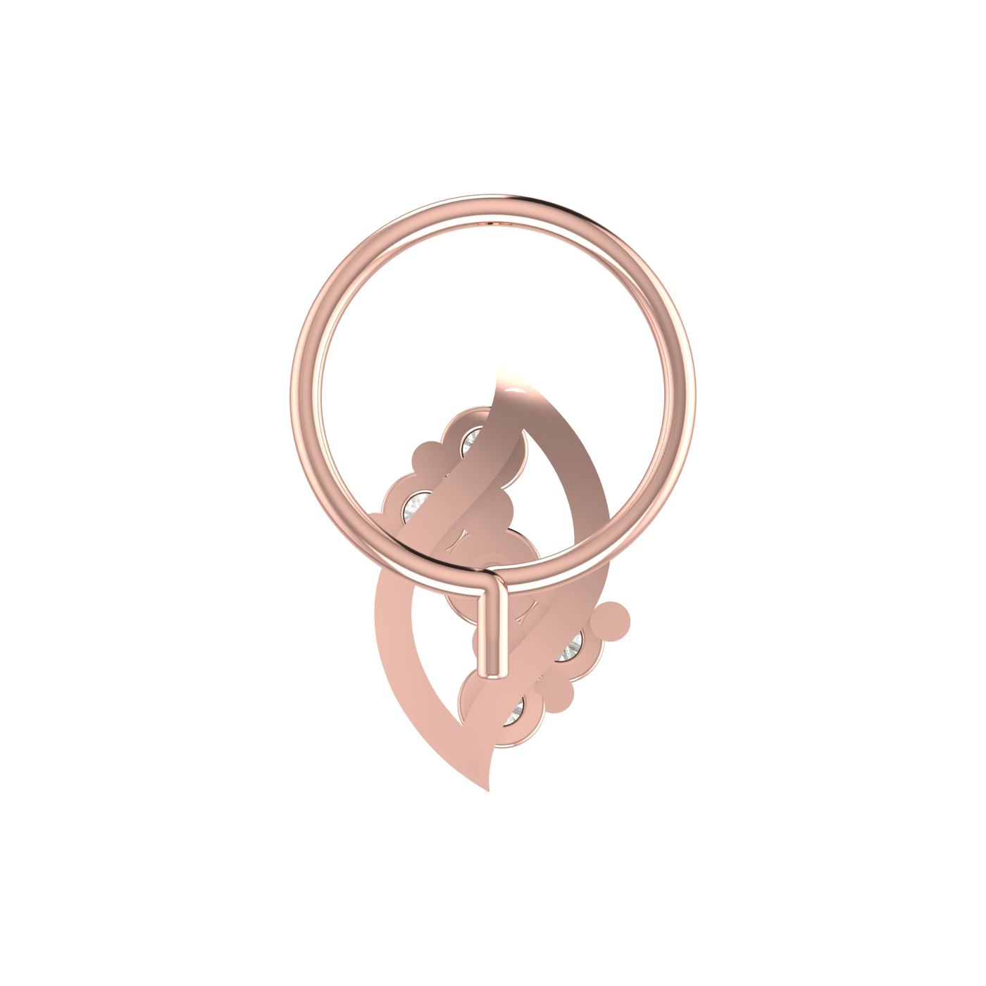 14K Gold Curved Floral Vine Design 0.11ct Lab Grown Diamond Nose Pin