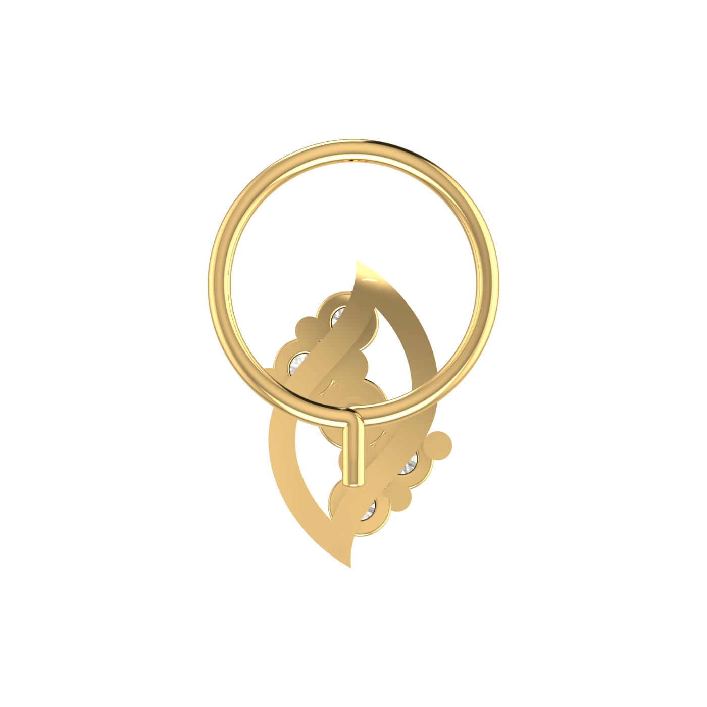 14K Gold Curved Floral Vine Design 0.11ct Lab Grown Diamond Nose Pin