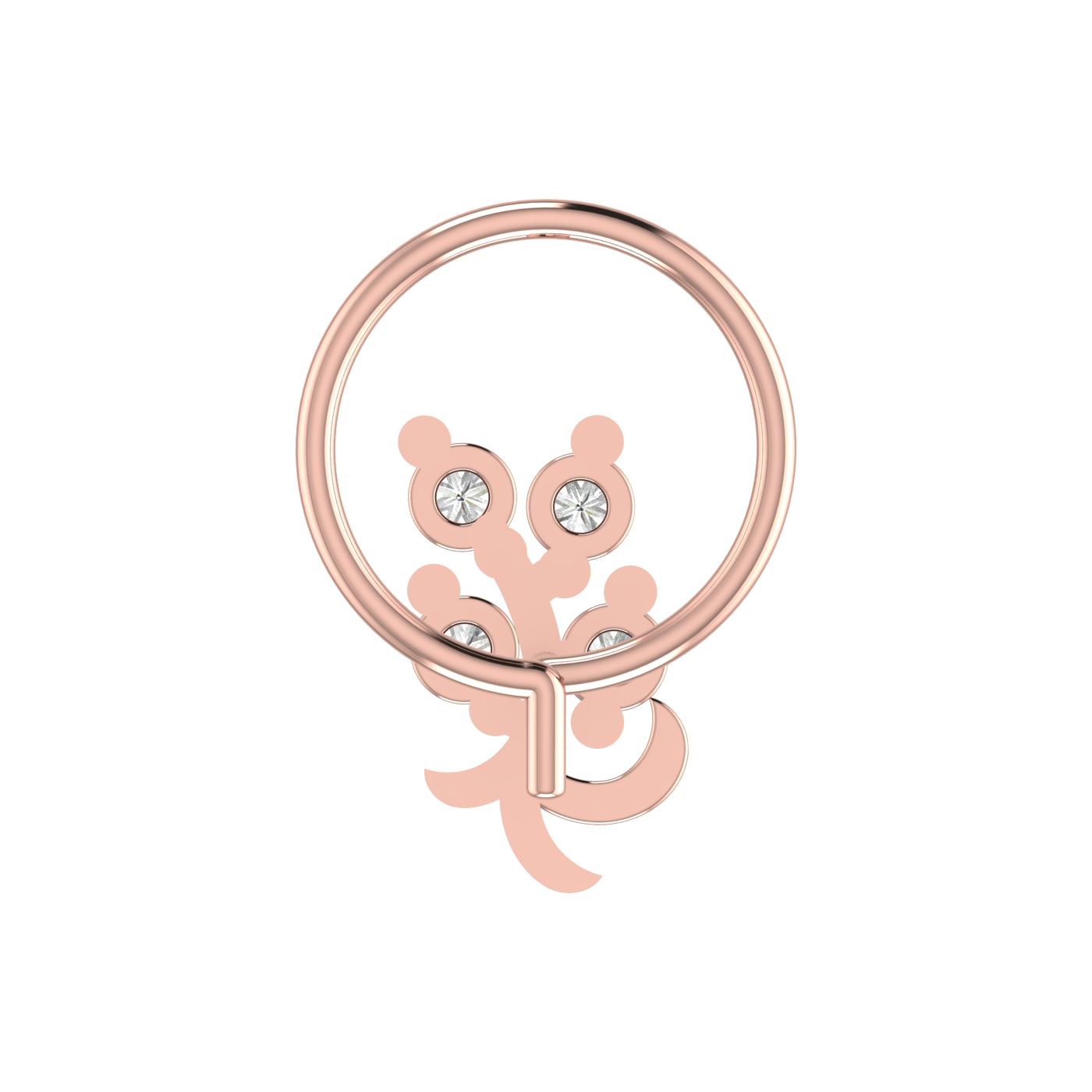 14K Gold Floral Vine-Inspired Design 0.08ct Lab Grown Diamond Nose Pin