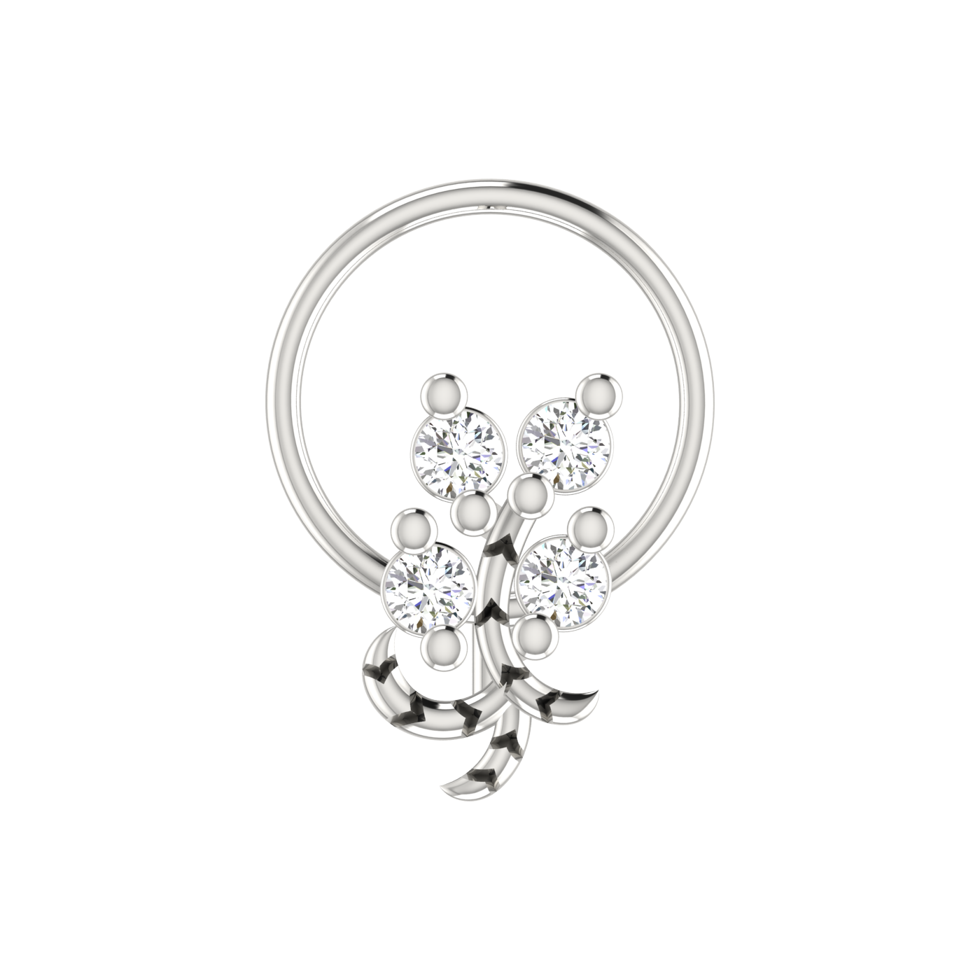 14K Gold Floral Vine-Inspired Design 0.08ct Lab Grown Diamond Nose Pin