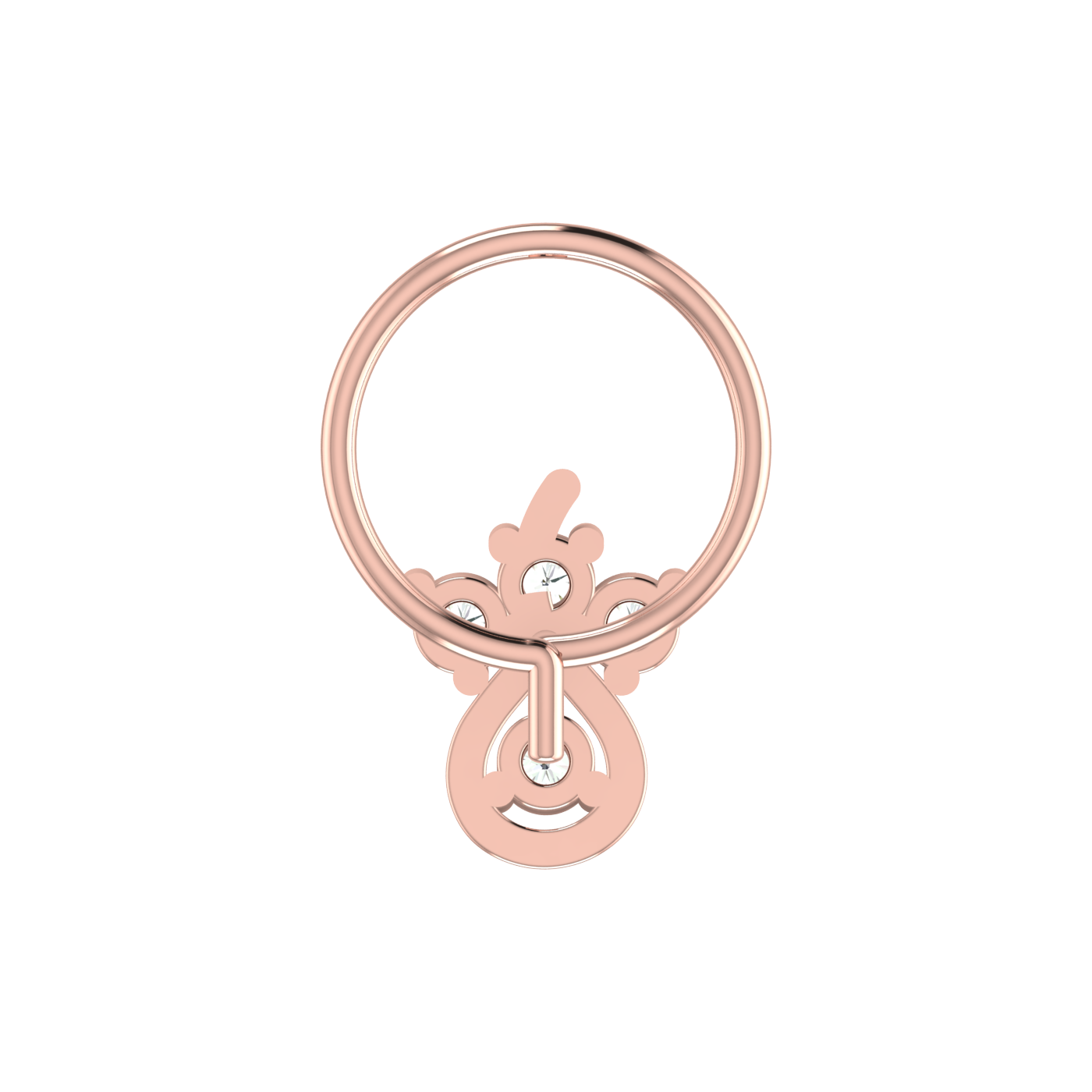 14K Gold Teardrop and Floral-Inspired design 0.08ct Lab Grown Diamond Nose Pin