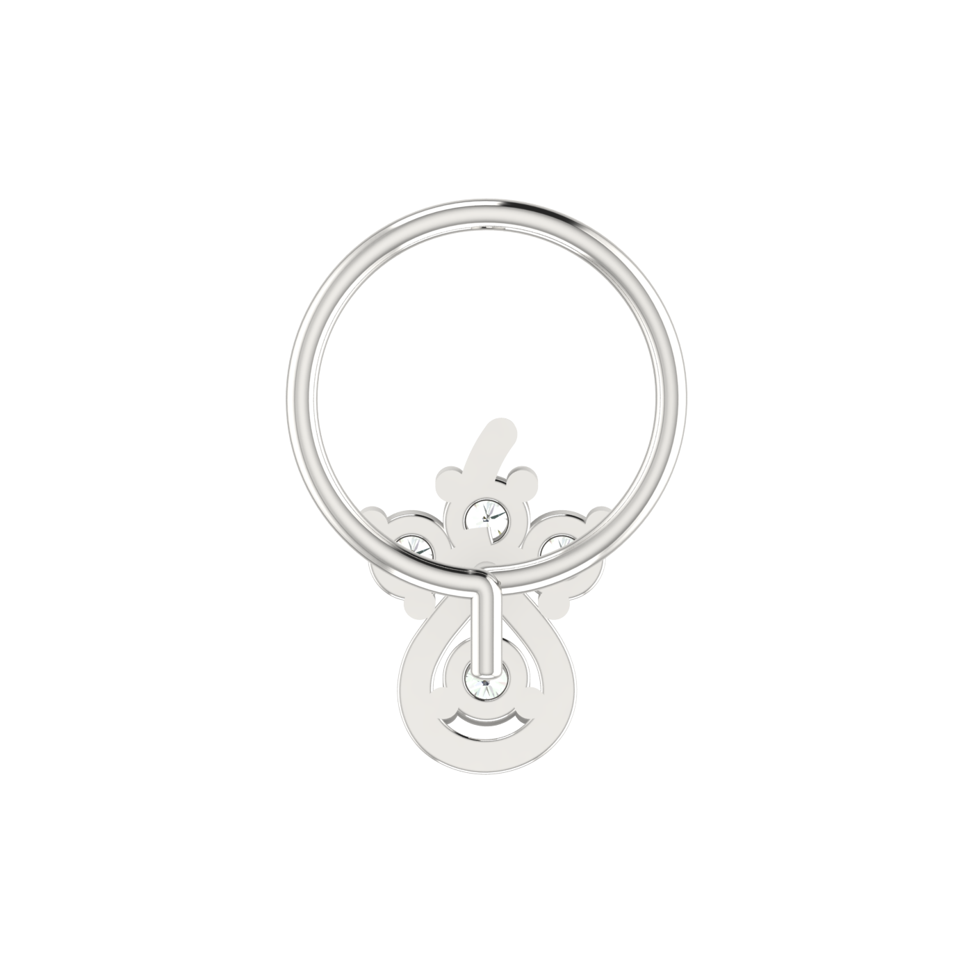 14K Gold Teardrop and Floral-Inspired design 0.08ct Lab Grown Diamond Nose Pin