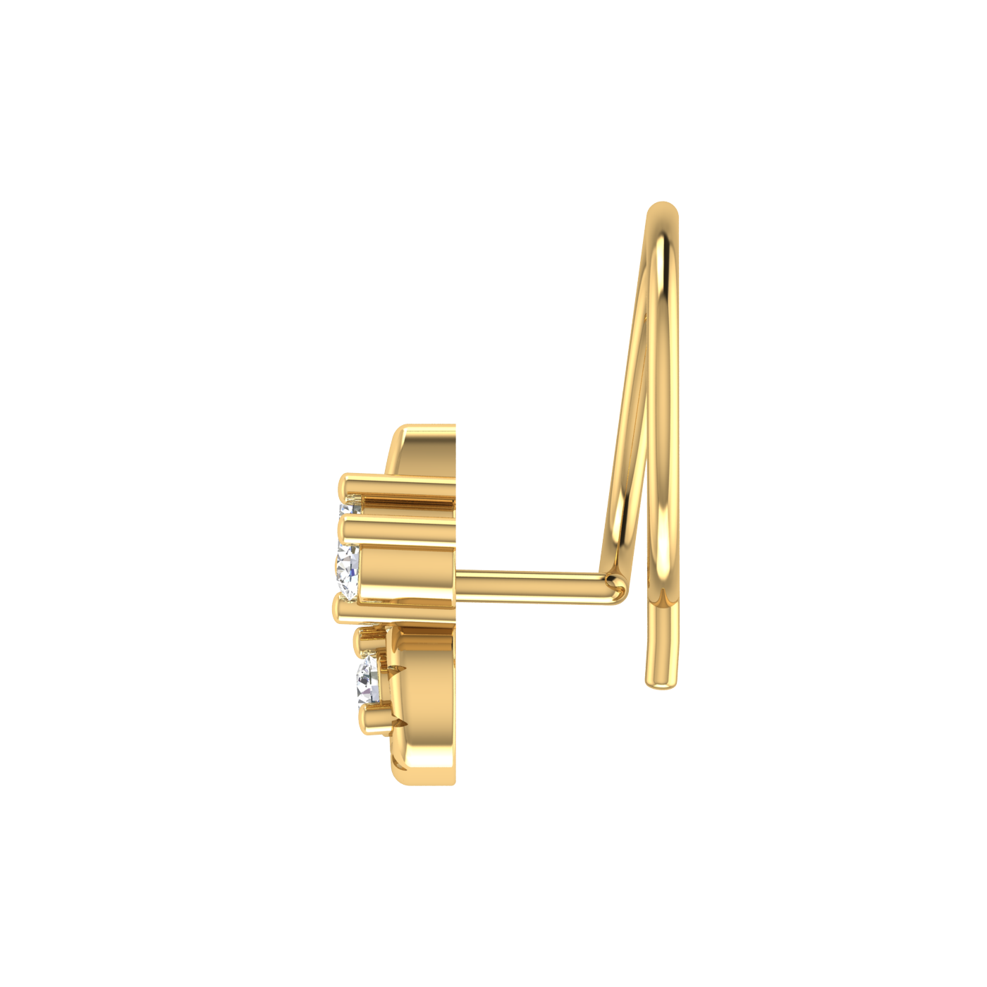 14K Gold Teardrop and Floral-Inspired design 0.08ct Lab Grown Diamond Nose Pin