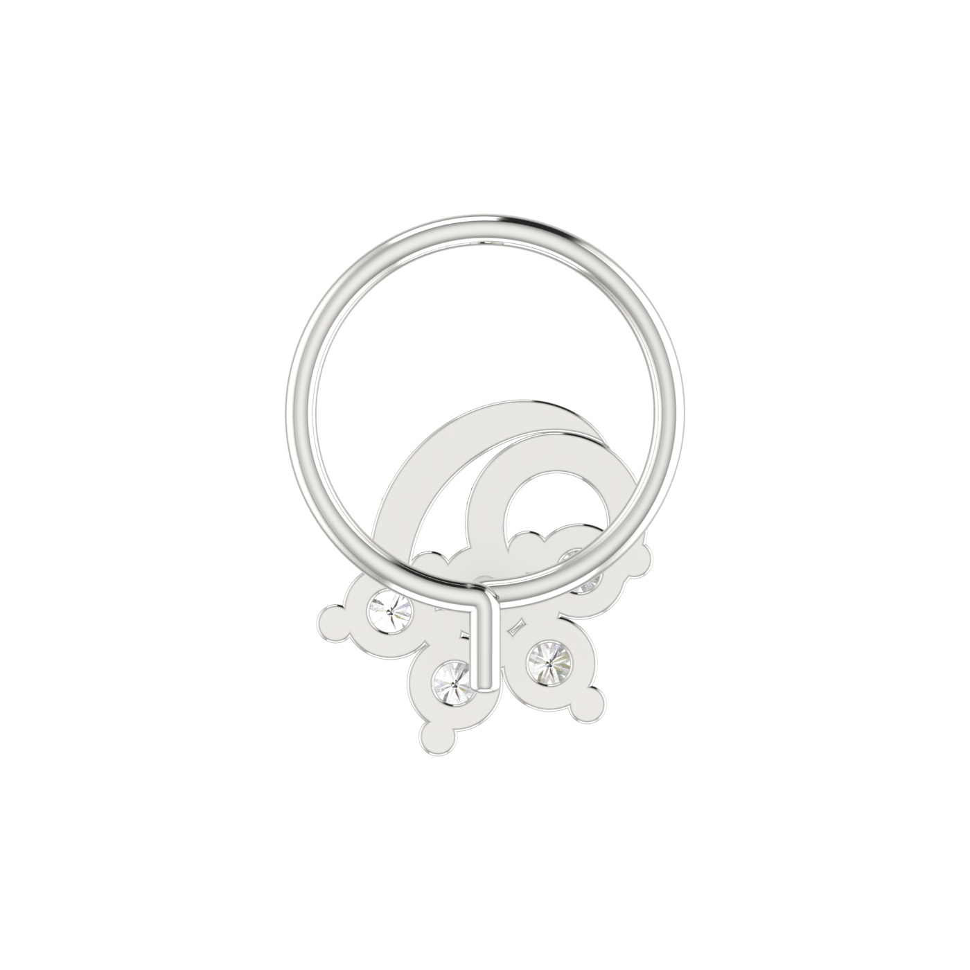 14K Gold Floral and Layered Arch Design 0.11ct Lab Grown  Diamond Nose Pin