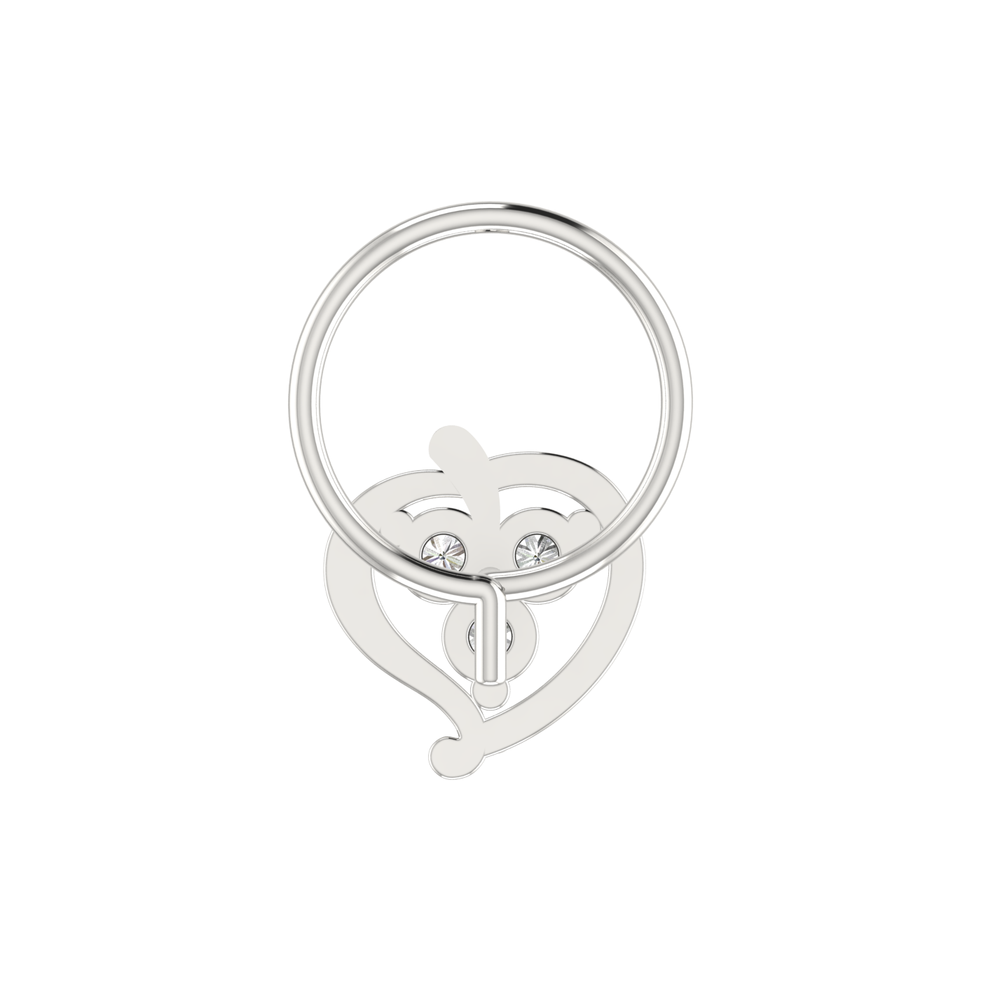14K Gold Heart-Shaped Floral Design 0.06 Ct Lab Grown Diamond Nose Pin