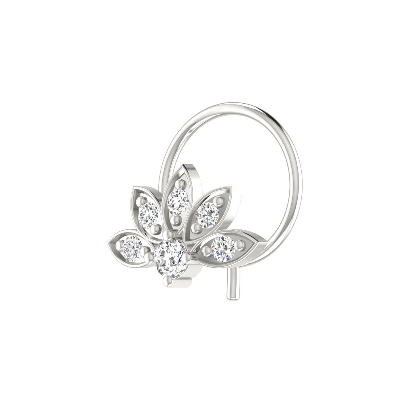 0.08 Ct Lab Grown Diamond Nose Pin Floral Design