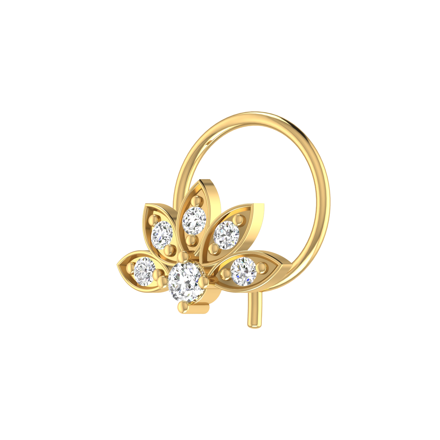0.08 Ct Lab Grown Diamond Nose Pin Floral Design