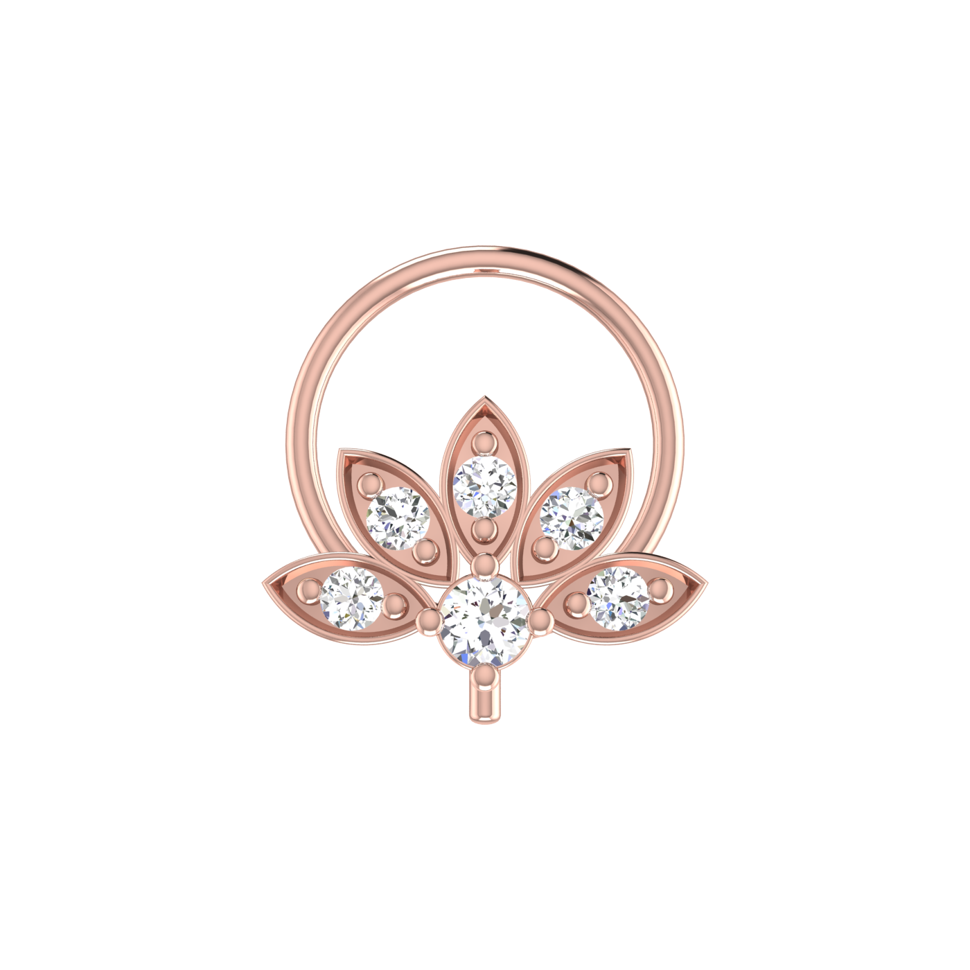 0.08 Ct Lab Grown Diamond Nose Pin Floral Design