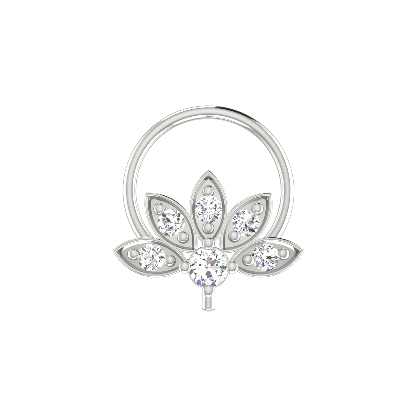 0.08 Ct Lab Grown Diamond Nose Pin Floral Design
