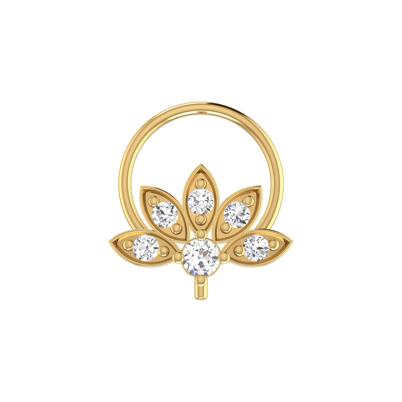 0.08 Ct Lab Grown Diamond Nose Pin Floral Design