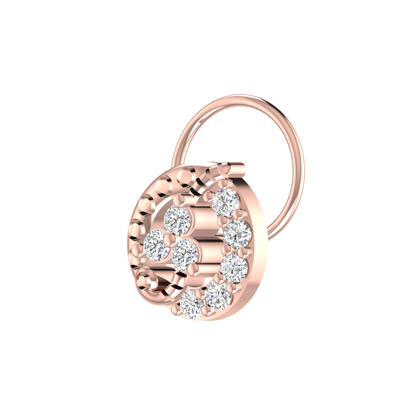 14K Gold Crescent-Shaped Floral Design 0.16 Ct Lab Grown Diamond Nose Pin