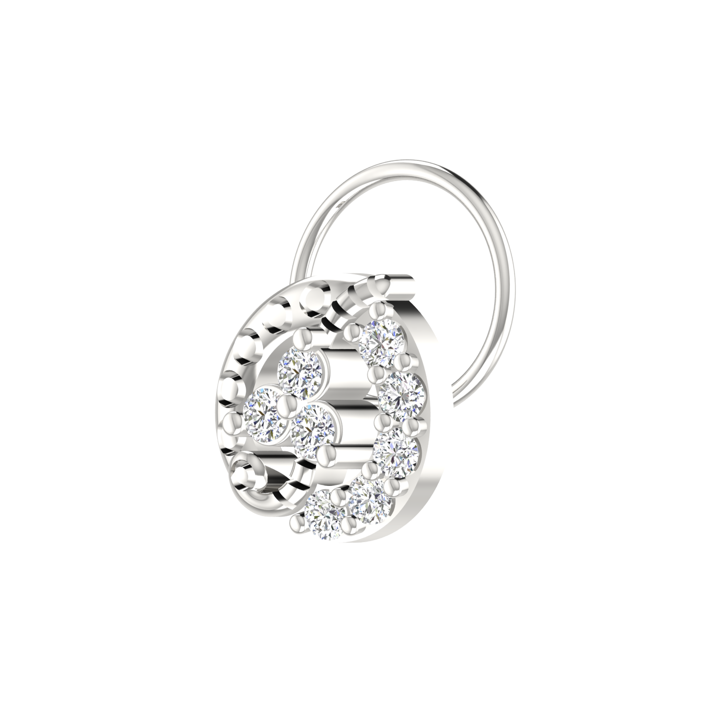 14K Gold Crescent-Shaped Floral Design 0.16 Ct Lab Grown Diamond Nose Pin