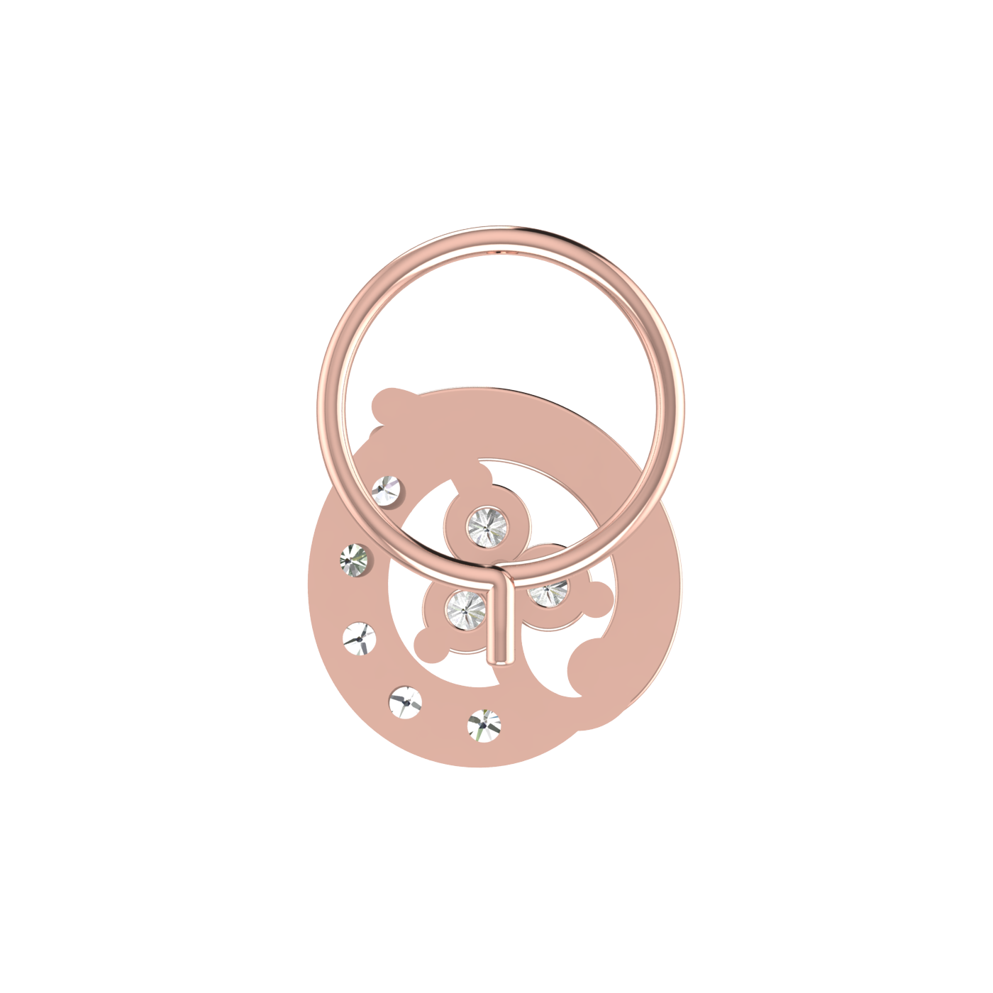 14K Gold Crescent-Shaped Floral Design 0.16 Ct Lab Grown Diamond Nose Pin