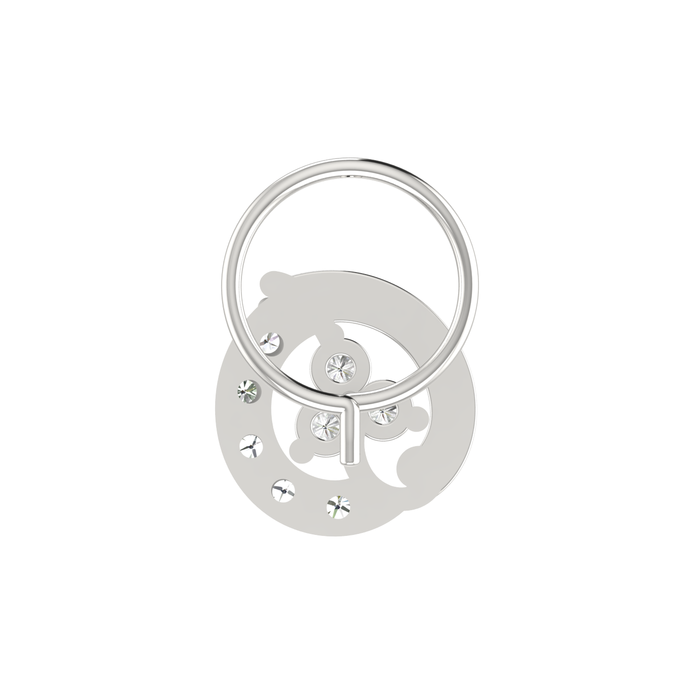 14K Gold Crescent-Shaped Floral Design 0.16 Ct Lab Grown Diamond Nose Pin