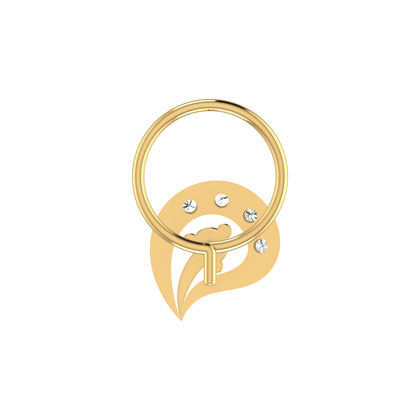 14K Gold Floral & Paisley-Shaped Design  0.1ct Lab Grown Diamond Nose Pin