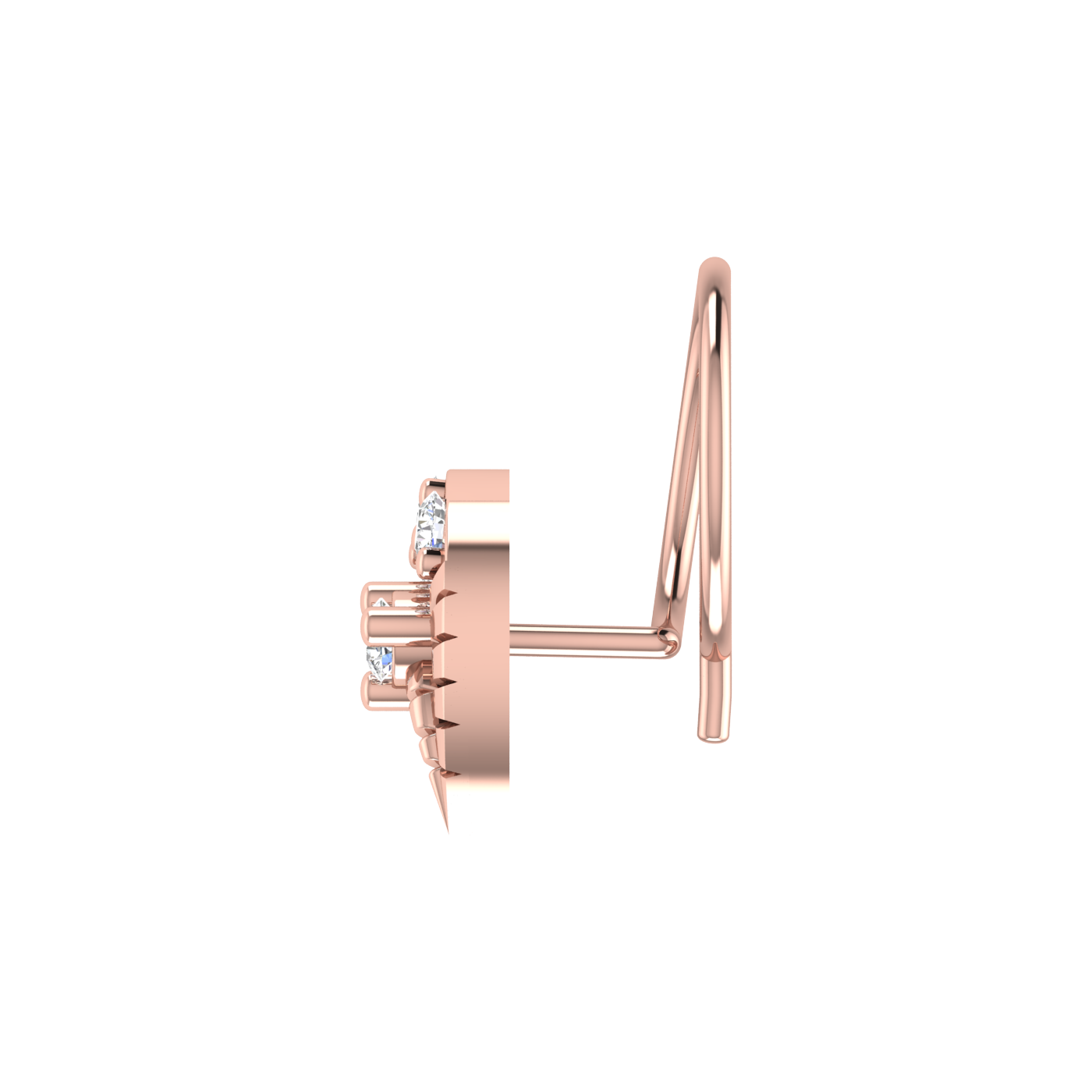 14K Gold Floral & Paisley-Shaped Design  0.1ct Lab Grown Diamond Nose Pin