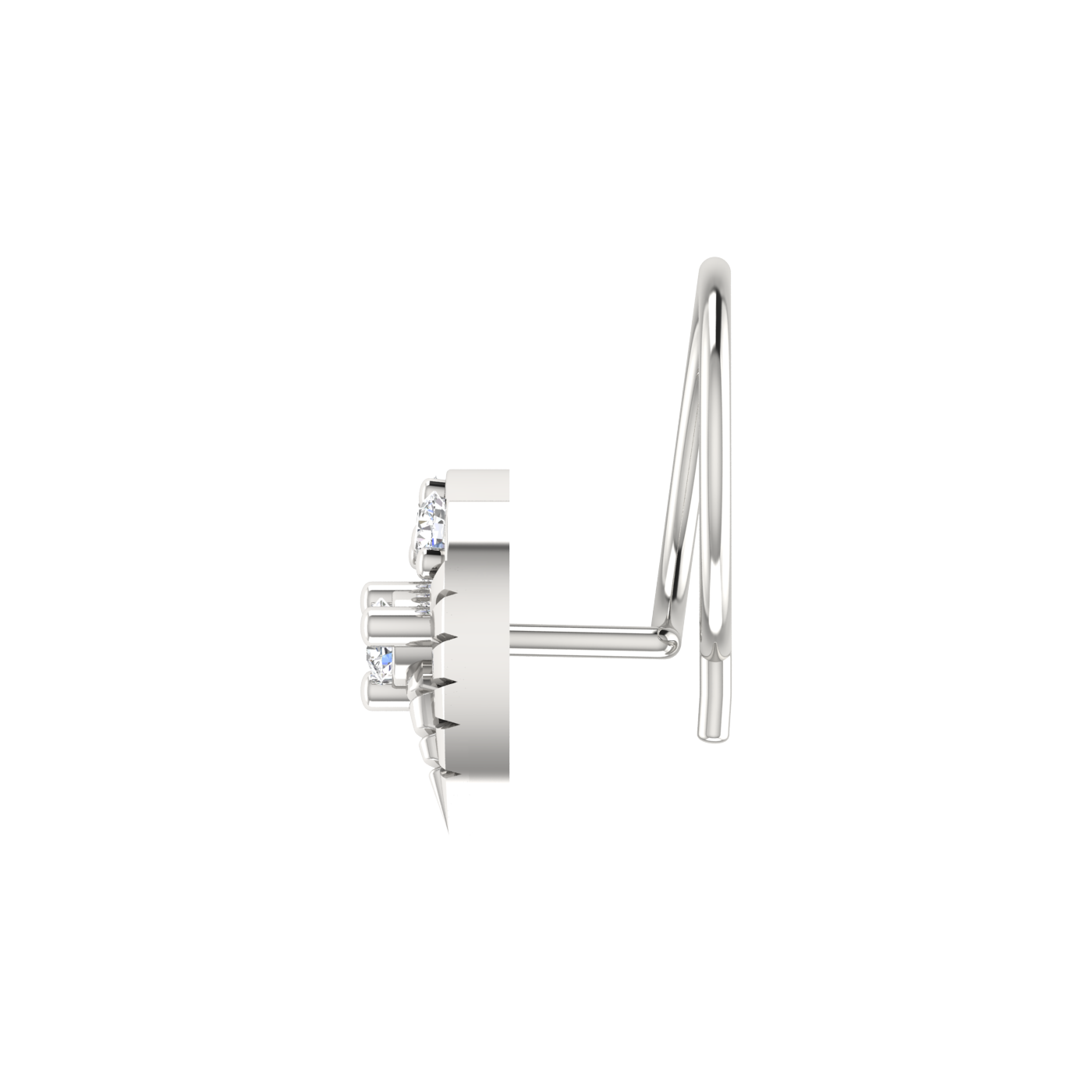 14K Gold Floral & Paisley-Shaped Design  0.1ct Lab Grown Diamond Nose Pin