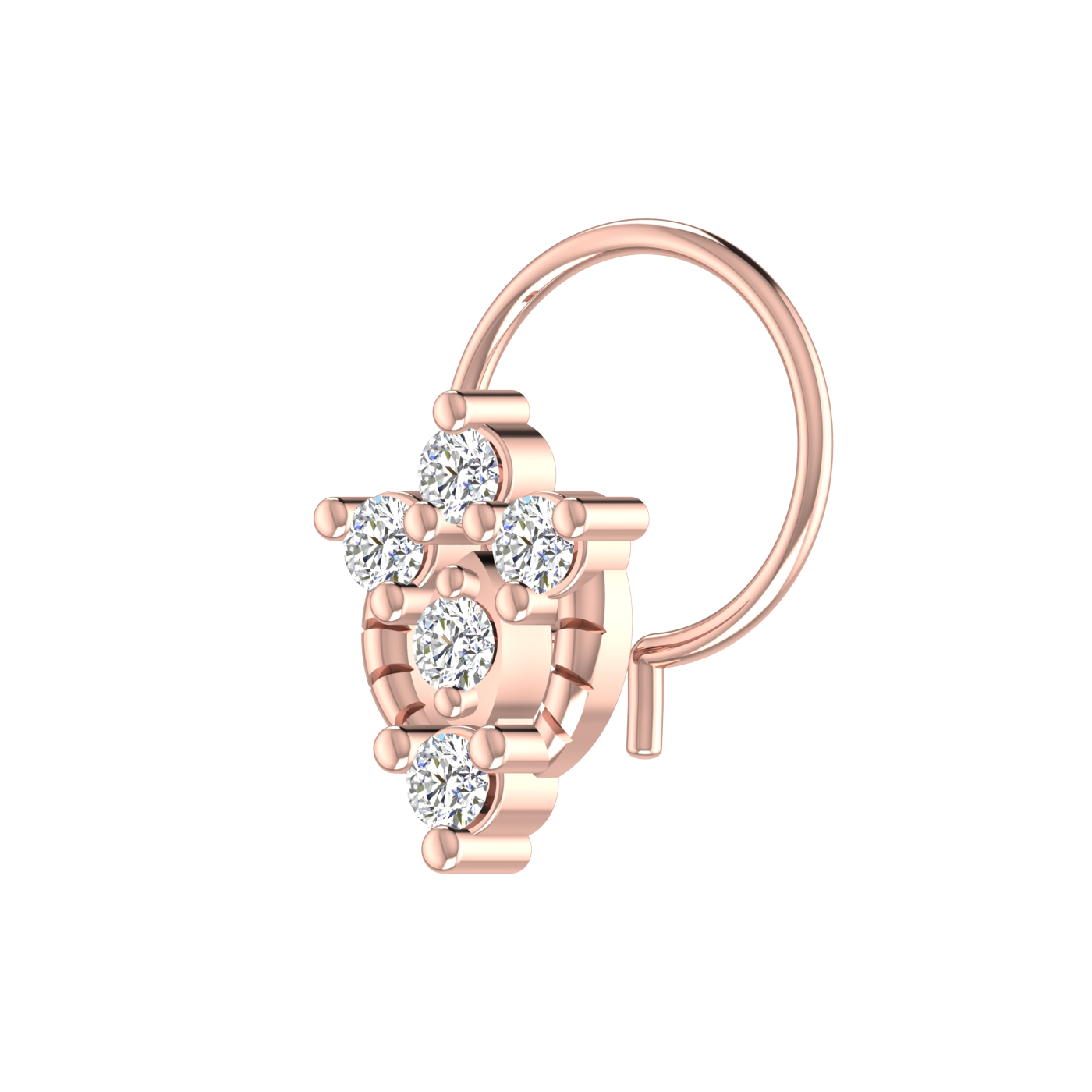 14K Gold Floral & Cluster Design 0.11ct Lab Grown Diamond Nose Pin
