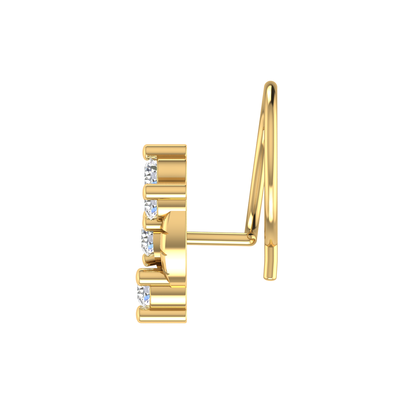 14K Gold Floral & Cluster Design 0.11ct Lab Grown Diamond Nose Pin
