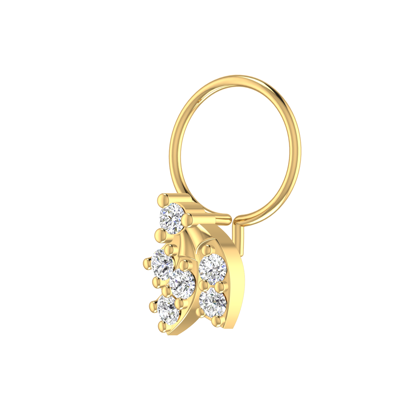 14K Gold Cluster & Floral Design 0.12ct Lab Grown Diamond Nose Pin