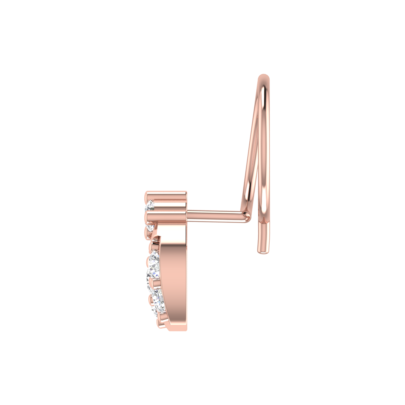 14K Gold Cluster & Floral Design 0.12ct Lab Grown Diamond Nose Pin