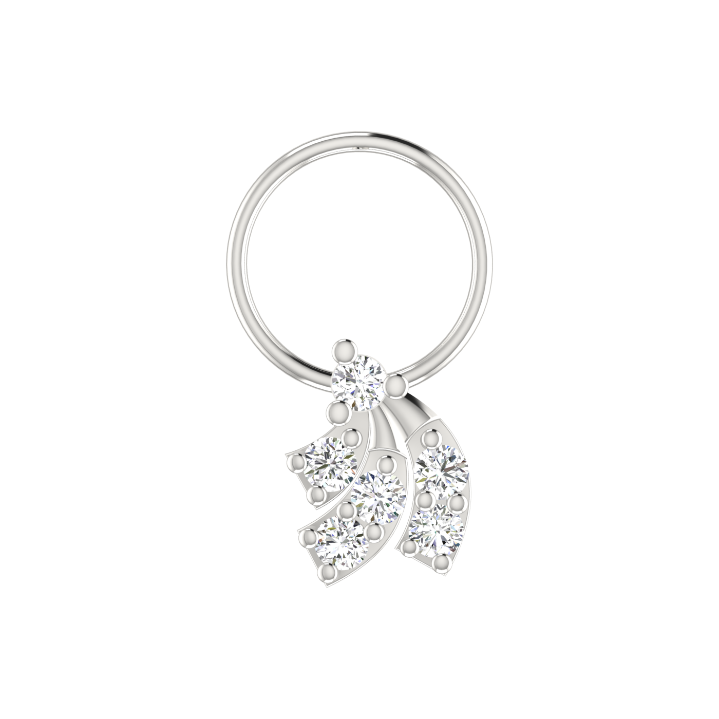 14K Gold Cluster & Floral Design 0.12ct Lab Grown Diamond Nose Pin