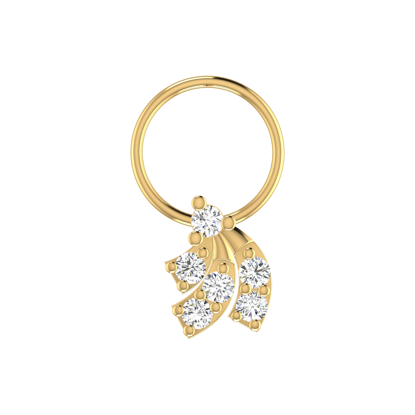 14K Gold Cluster & Floral Design 0.12ct Lab Grown Diamond Nose Pin
