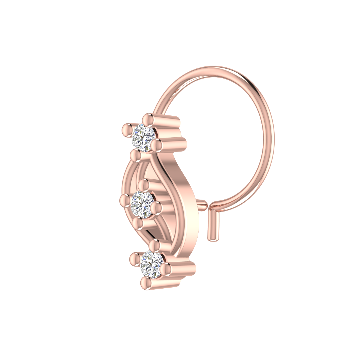 14K Gold Ethereal Swirl Design 0.06 ct Lab Grown Diamond Nose Pin