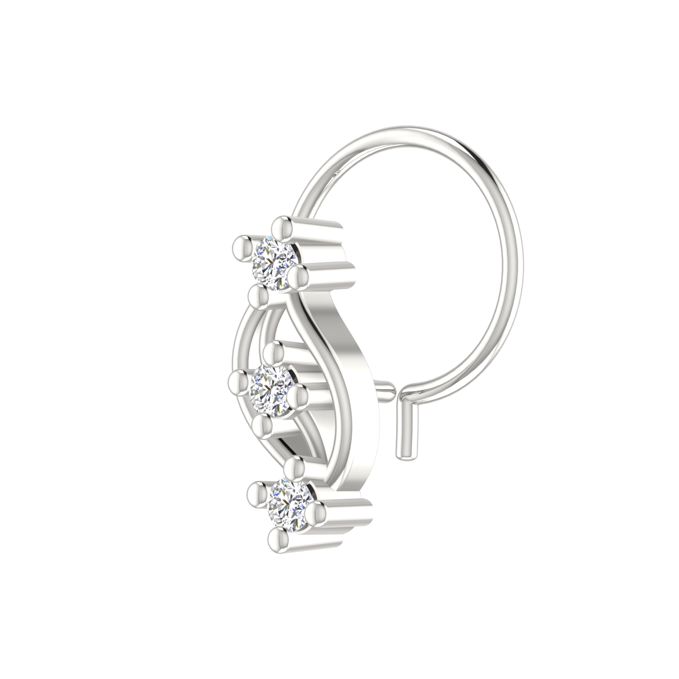 14K Gold Ethereal Swirl Design 0.06 ct Lab Grown Diamond Nose Pin