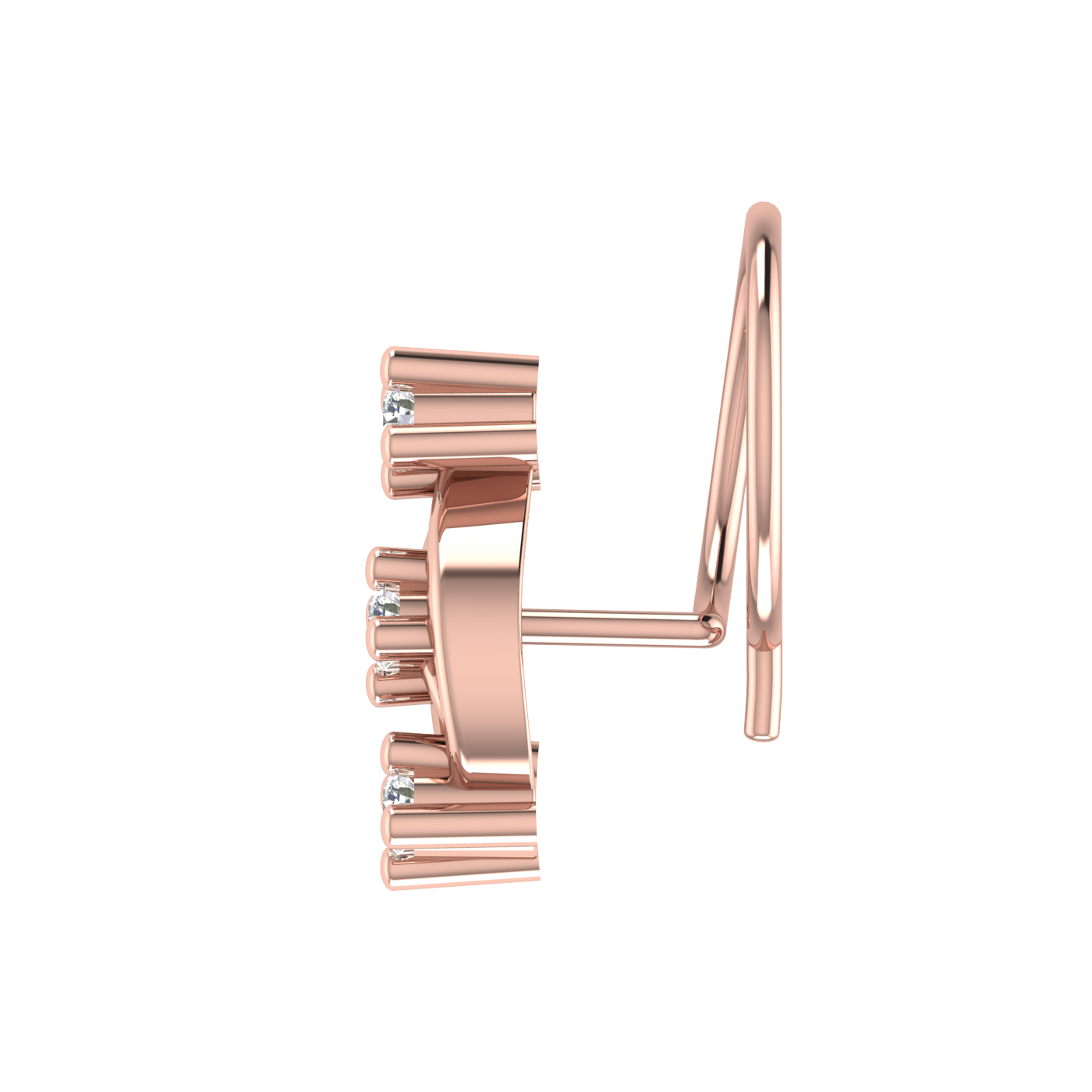 14K Gold Ethereal Swirl Design 0.06 ct Lab Grown Diamond Nose Pin