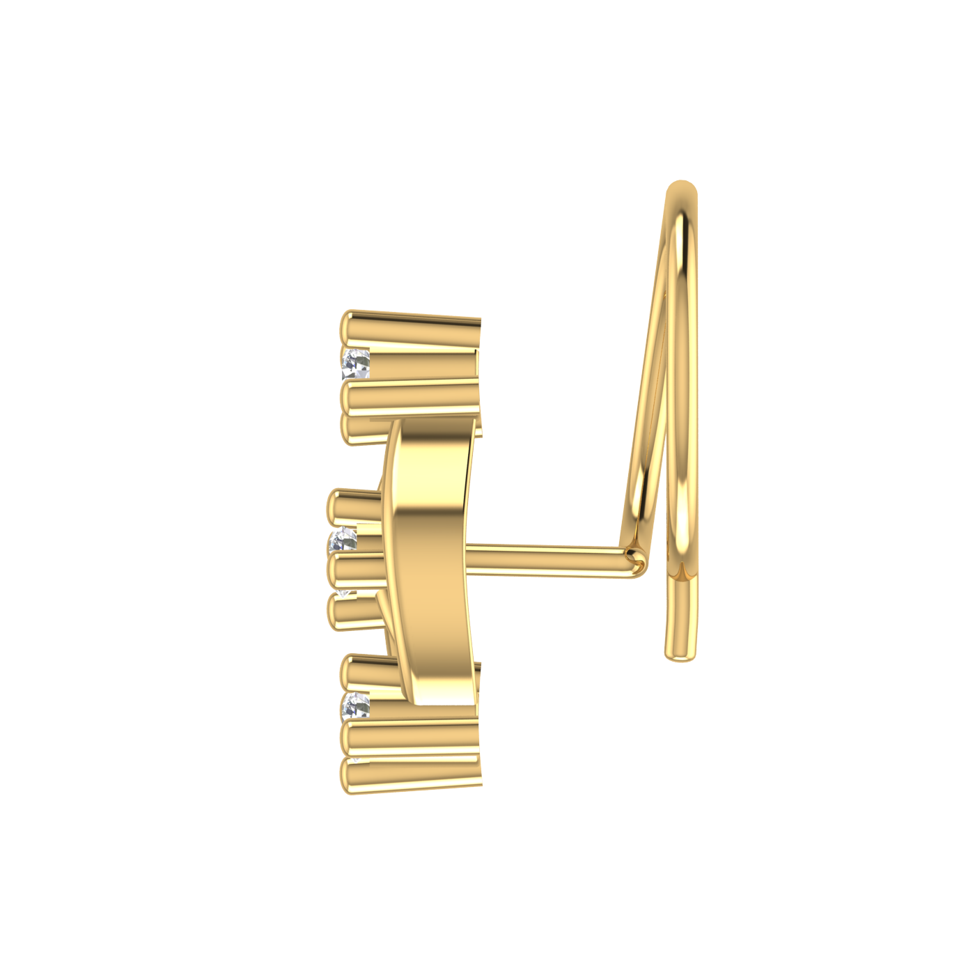14K Gold Ethereal Swirl Design 0.06 ct Lab Grown Diamond Nose Pin