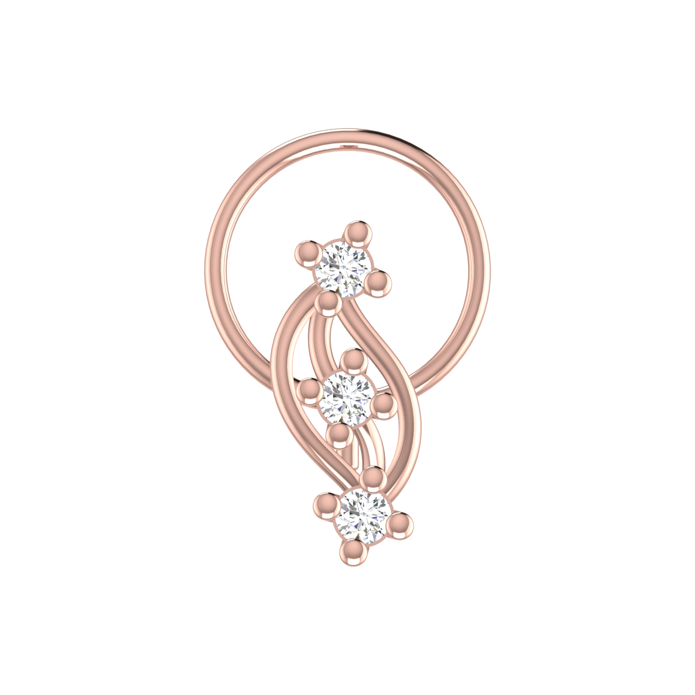 14K Gold Ethereal Swirl Design 0.06 ct Lab Grown Diamond Nose Pin