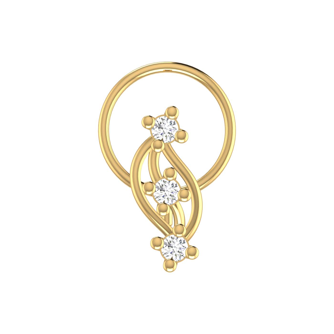 14K Gold Ethereal Swirl Design 0.06 ct Lab Grown Diamond Nose Pin