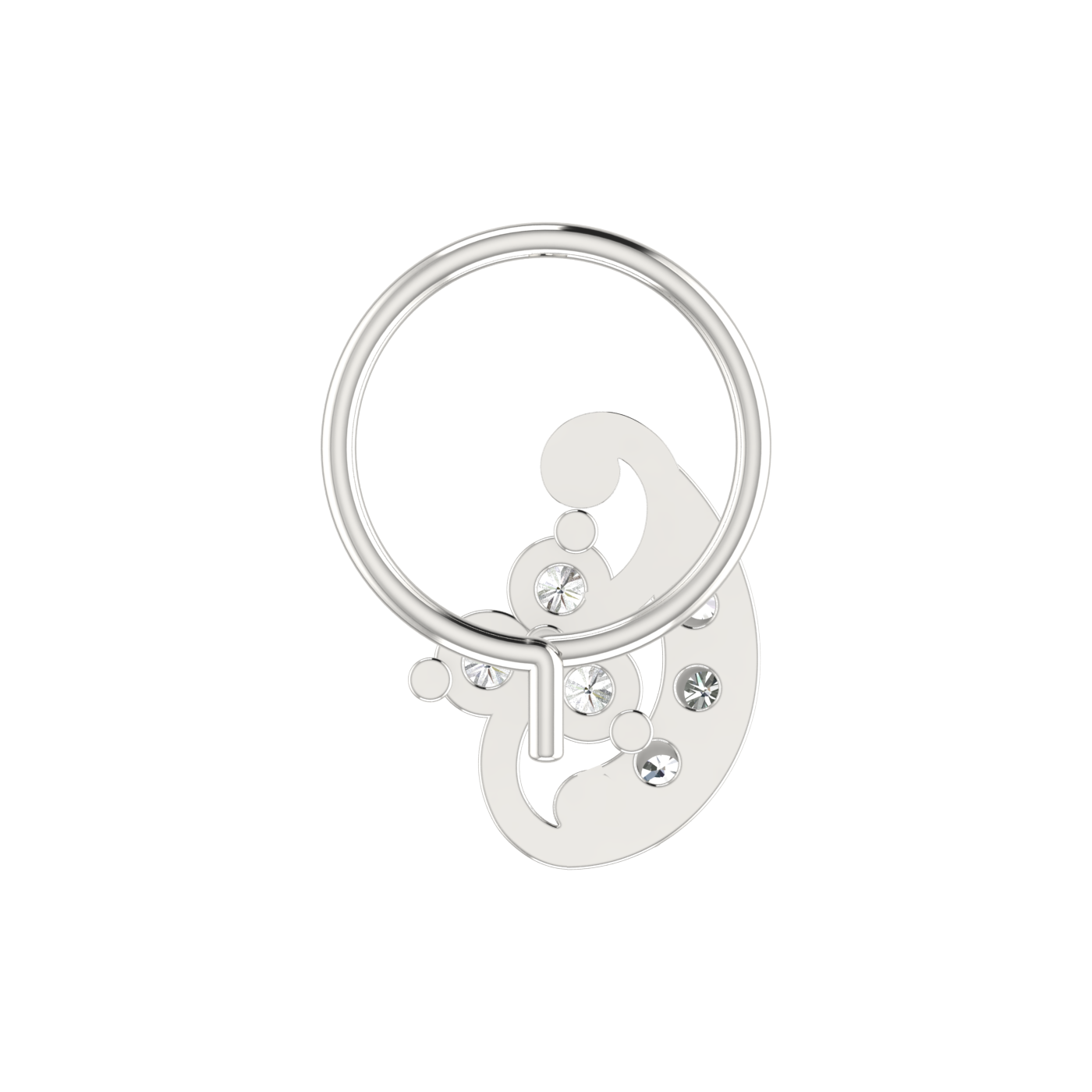 14K Gold Floral Cascade Design 0.12ct Lab Grown Diamond Nose Pin