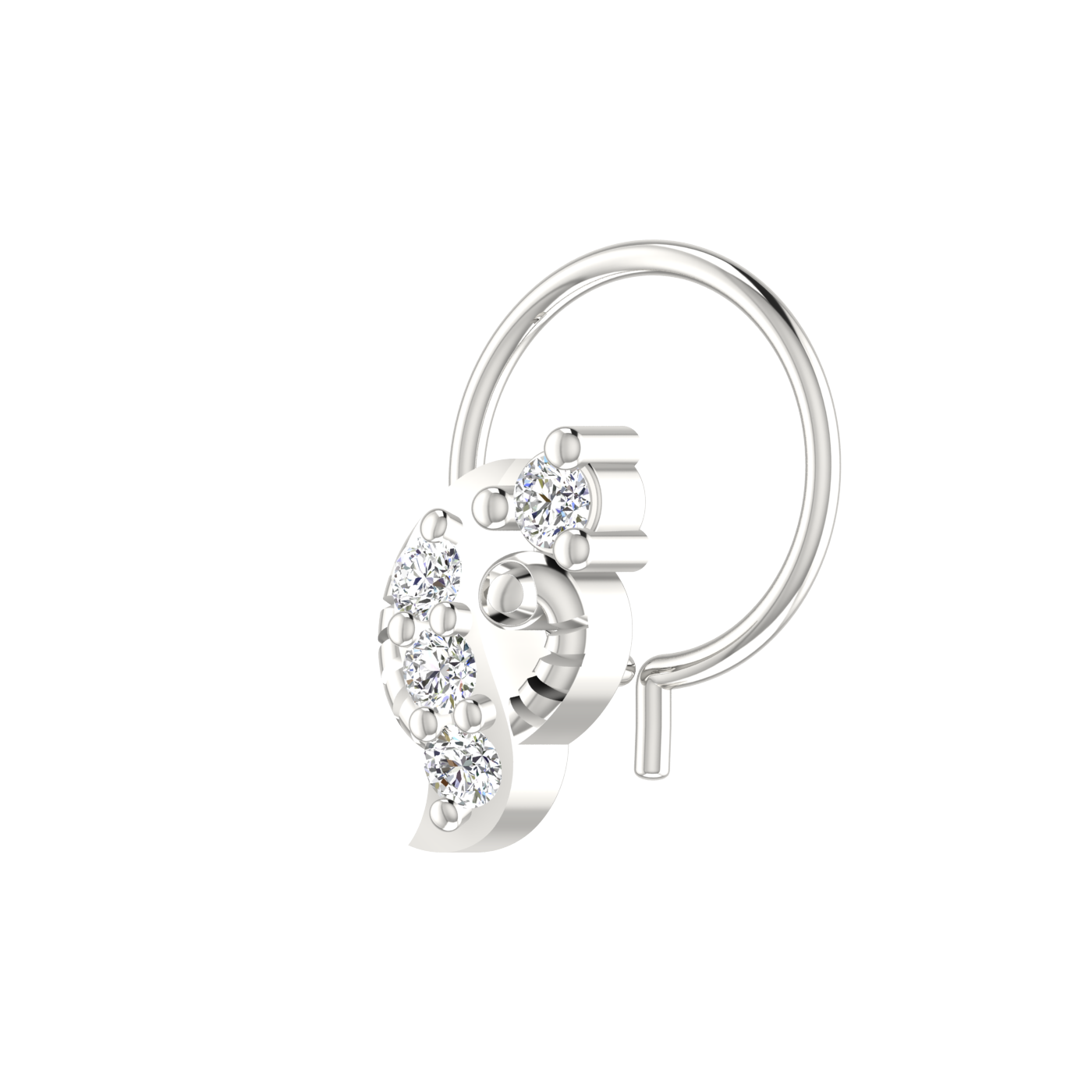 14K Gold Floral Cascade Design 0.12ct Lab Grown Diamond Nose Pin