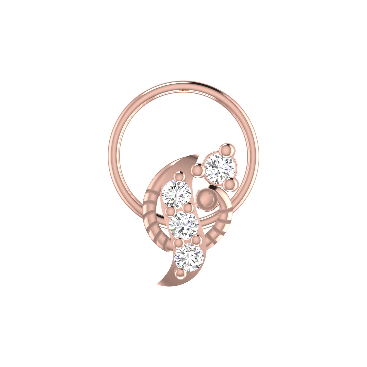 14K Gold Floral Cascade Design 0.12ct Lab Grown Diamond Nose Pin
