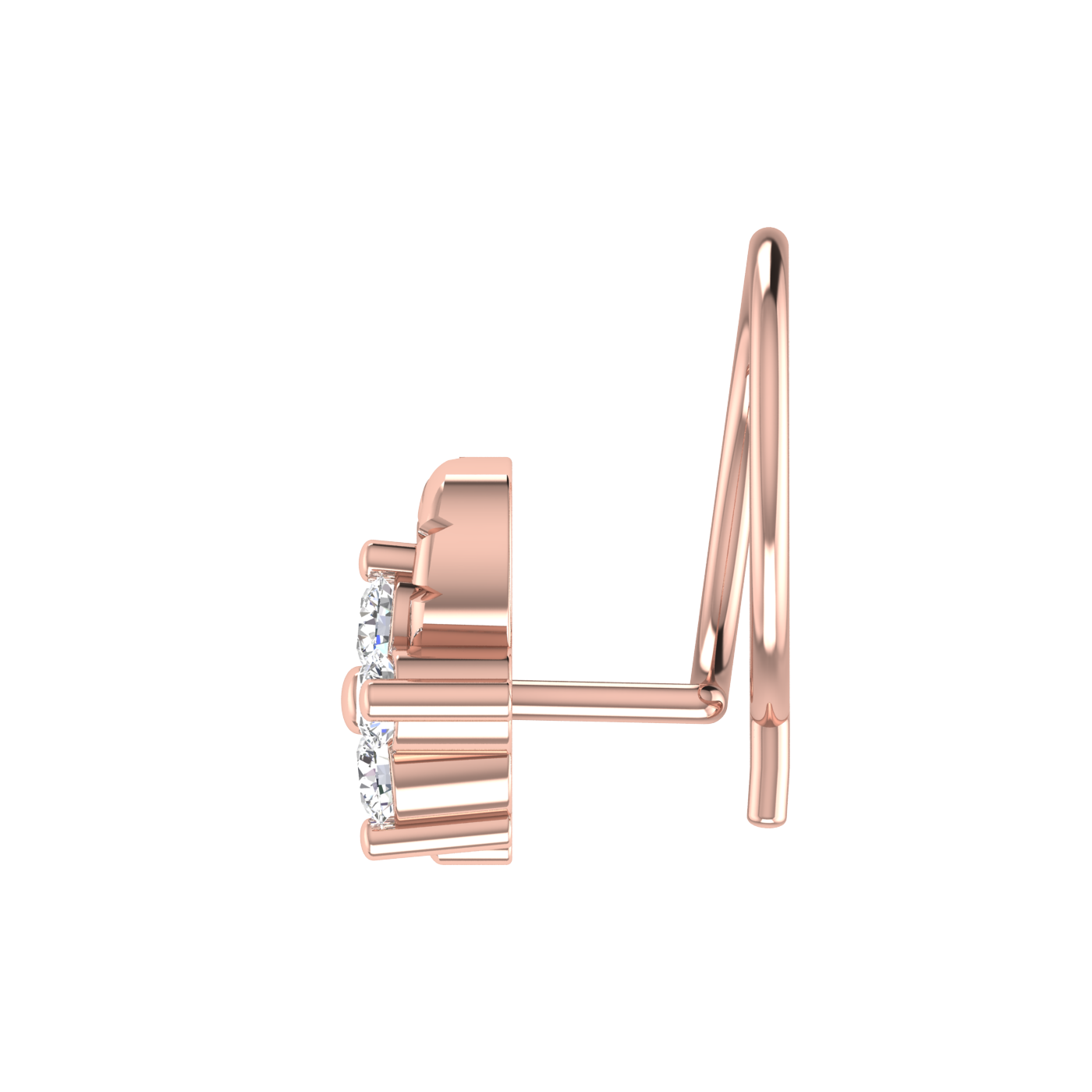 14K Gold Blossom Glow Design 0.08ct Lab Grown Diamond Nose Pin