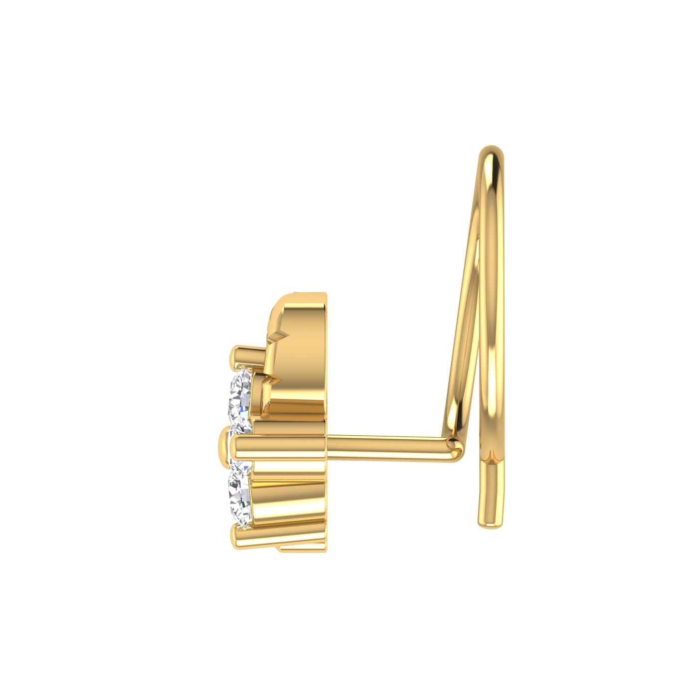 14K Gold Blossom Glow Design 0.08ct Lab Grown Diamond Nose Pin